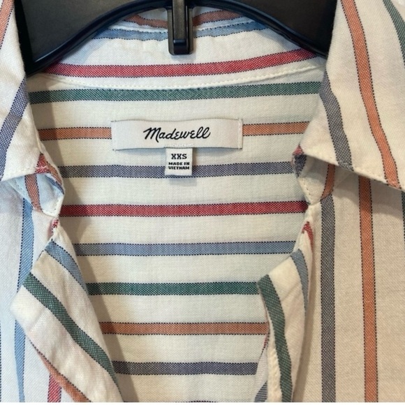 Madewell ‘Park’ Popover Rainbow Stripe Top Oversized Fit 100% Cotton Size XXS - Picture 15 of 15